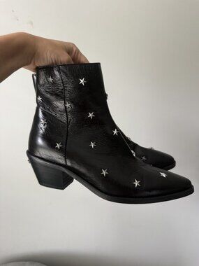 Zadig & Voltaire New 100% Genuine Leather Tyler Ankle Boots Black size 7.5
